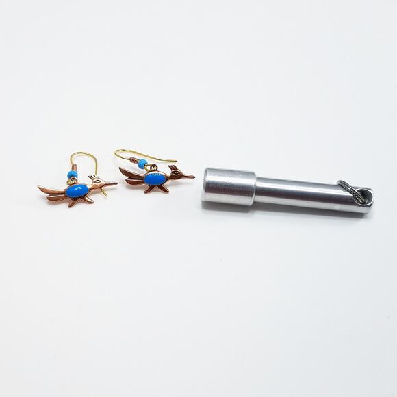 Vintage Roadrunner Solid Copper Earrings, Bells Trading Post, 1970s - Picture 7 of 10